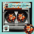 Car Coasters Autumn Red Fox Fall Season Leaves Set of 2 Neoprene Absorbent Hand Sublimated by Sassy Hippo Creations