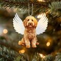 2D Flat Goldendoodle Ornament, Angel Dog Ornament, Dog Memorial Ornament, Dog With Angel Wings Ornament, Dog Remembrance Ornament
