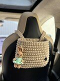 Boho car basket, girly auto bag, kids car organizer, crochet car trash can, hanging car bag, car seat organizer, cute car accessories