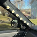 Handmade Crochet Flower Car Accessories - 6 set of colorful floral decorations, Girly Dashboard Decor