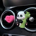 Adorable Panda Car Air Freshener - Cute Aromatherapy Vent Clip with Heart Charms, Fun Car Accessory/ Unique Gift for Animal Lovers