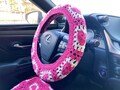 Love Heart Steering Wheel Cover,Crochet Flower seat belt Cover,Girlfriend Gift,valentines gift,Women car accessories