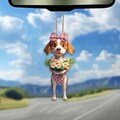 2D Flat Brittany Dog Ornament, Fashionable Acrylic Dog Hanging Ornament, Classic Style Colorful Home Decor, Christmas Gifts, Dog Lover Gifts