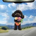 2D Flat Cute Portuguese Water Dog Ornament, Dog Ornament, Cute Dog Car Hanging Ornament, Christmas Gifts, Dog Lover Gifts