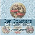 Soapstone Car Coasters, Vintage Toads on Toadstools, Cup Holder Inserts, Frog Car Decor, Nature Inspired Auto Accessories, Toad Lover Gifts