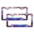 Cherry Blossom Stained Glass Look License Plate Frame, Pink Floral Cute Car Decor, Mosaic Wildflower Japanese Car Accessories for Women