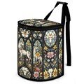 Stained Glass Mosaic Floral Car Trash Bag, Mid Century Witchy Aesthetic Reusbale Rubbish Bag For Car, Car Accessories, Gothic Cute Car Decor