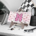 Custom Initial Pink Bow License Plate Cute Ribbon Vanity Plate Softgirl Aesthetic Auto Decor Personalized Letter Coquette Y2K Girly Monogram