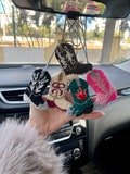 Cute Car Mirror Hanging Accessories, Pink Cowgirl Boot Punch Needle Car Hanger, Custom Car Interior, Gift for New Car