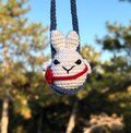 Crochet Cute Bunny Car Accessories, Handmade Creative and Cute Design, Rearview Mirror Ornament, Car Hanging Charm, Car Interior Decoration