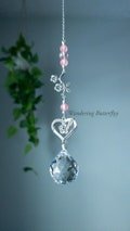 Heart Suncatcher, Pink Suncatcher, Love Gifts, Rose Suncatcher, Valentines Gift, Meaningful Gift, New Car Gift, Romantic Art, Window Crystal