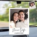 NEW! Custom Photo Car Hanging for Boyfriend, Drive Safe I Love You Rear View Mirror Accessory, Valentine's Day Gift, Photo Gift for Couples