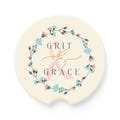 Car Coaster, Grit and Grace Floral Design, Breast Cancer Survivor Gift, Strength and Resilience Reminder, Empowering Words Mug,
