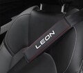 For Leon Seat Belt Genuine leather Pads black Shoulder Strap Cushion Covers 2pcs