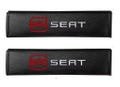 For Leon Seat Belt Genuine leather Pads black Shoulder Strap Cushion Covers 2pcs