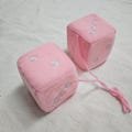 Pink Dice Car Pendant, Rear View Mirror Dice Pendant, Fluffy Dice Plush Car Pendant, Car Dice Ornament, Rear View Accessories