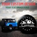 Custom Leather Tire Cover, Waterproof Spare Tire Cover with Logo, Jeep Tire Cover, Picture Text Logo Tire Protector