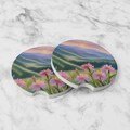 Blue Ridge Mountains Cup Holder Coaster, Set Of 2 Car Coaster, Ceramic Car Coasters New Car Gift, Car Coasters, Appalachia Car Accessories