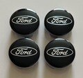 Set of 4 Black Ford 54mm (2.13 inch) Wheel Hub Center Caps