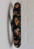 Chipmunk steering wheel cover -  Full grip fabric - Small brown chipmunks on black fabric
