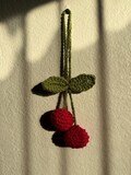 1  Crochet cherry rearview mirror charm hanging