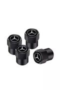 MERCEDES Black metal tyre valve dust caps anti-theft universal fit set of 4