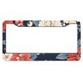 Japanese Flower License Plate Frame, Tag Cover, Red Blue Floral Cute Car Decor, Exterior Car Accessories