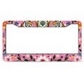 Pink Tiger Wildflower License Plate Frame, Turkish Tag Cover, Persian Art Boho Floral Cute Car Decor, Cottagecore Exterior Car Accessories