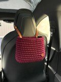 Car travel bag, womens car basket, crochet car organizer, car accessories, car trash can, valentines day gift, car storage, car lovers gift