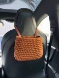 Car storage bag, crochet car basket, car accessories, car trash can, womens hanging car bag, gift for her, car essentials, car organizer