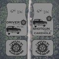 Car Mats, Supernatural Theme, Set of 4, Driver Picks the Music, Shotgun shuts his cakehole, Anti-Possession Symbol, Carry On my Wayward Son,