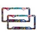 Floral Stained Glass Look License Plate Frame, Cute Car Decor, Mosaic Wildflower Car Accessories for Women