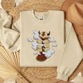 Yipyip hugging clouds Embroidered Sweatshirt, Cartoon Character Embroidered Shirt, Embroidered Cute Shirt