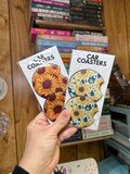Sunflowers Car Coasters, car accessories, floral coasters, floral decor, yellow flowers, sunflowers decor, sunflowers coasters, big yellow