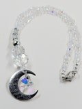 Car Charm Rear View Mirror Charm Moon "I Love You To The Moon and Back" AB Clear Crystals Rhinestones Silver Spacer Beads Star Crystal Gift