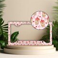Coquette Iced Coffee Boba Tea License Plate Frame, Cute Car Decor for Teen Girls, Women, Pink Red Bow Vanity Tag Holder, Coffee Lover Gifts