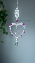 Dragonfly Decor, Heart Suncatcher, Nature Suncatcher, Pink Car Charm, Transformation Gift, Thoughtful Gift, Love Gifts, Crystal for Window
