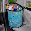 Black Cat Monet Painting Print Car Trash Bag, Funny Cottagecore Reusbale Rubbish Bag For Car, Car Accessories, Cute Car Decor