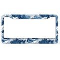 Japanese Anime Wave License Plate Frame Cover, Blue Cute Car Decor, Exterior Car Accessories